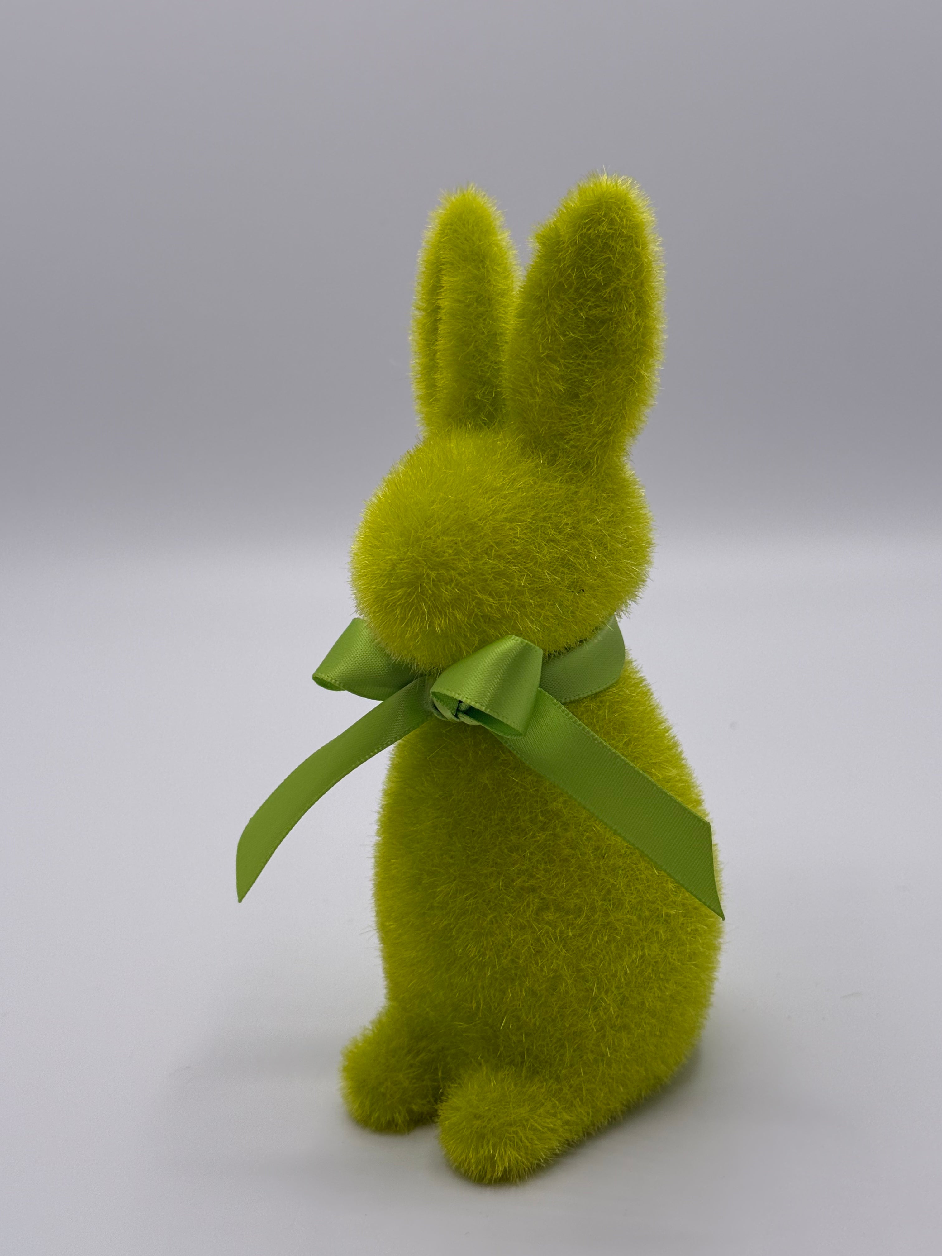 Mini Flocked Bunny Figurine | Soft Velvet Easter Decor