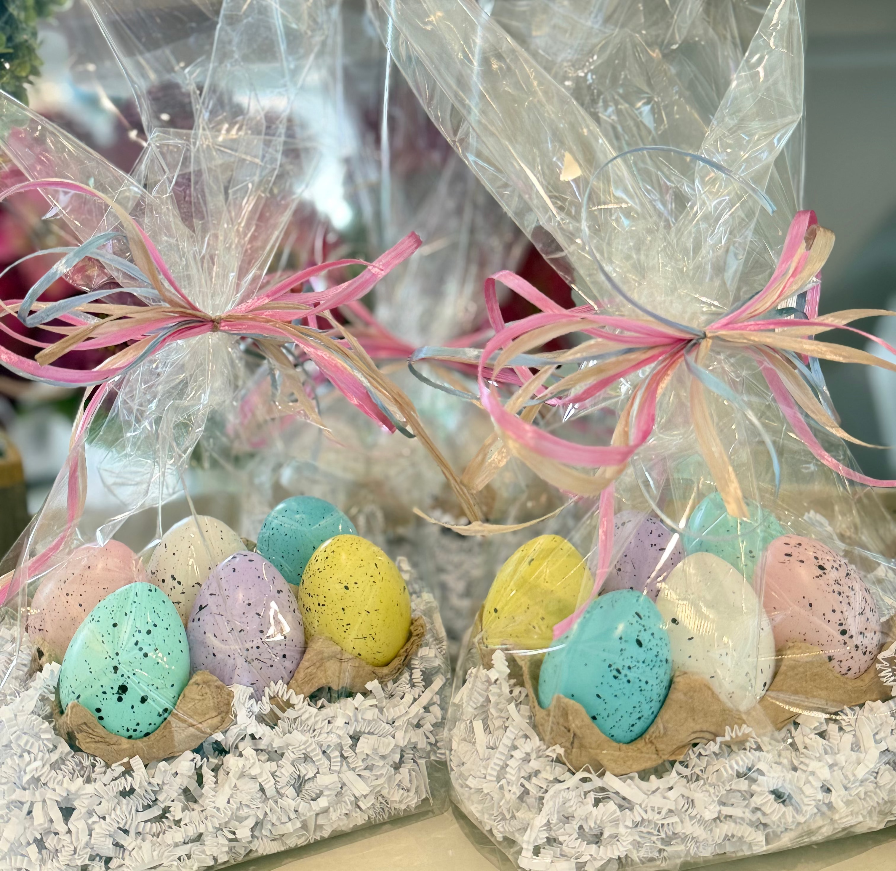 Set of 6 Pastel Decorative Eggs in Carton | Easter Decor
