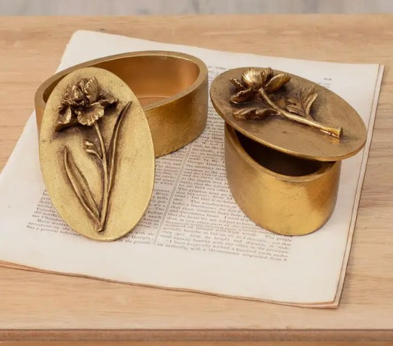 Brass Tone Floral Trinket Boxes | Decorative & Functional Home Accent