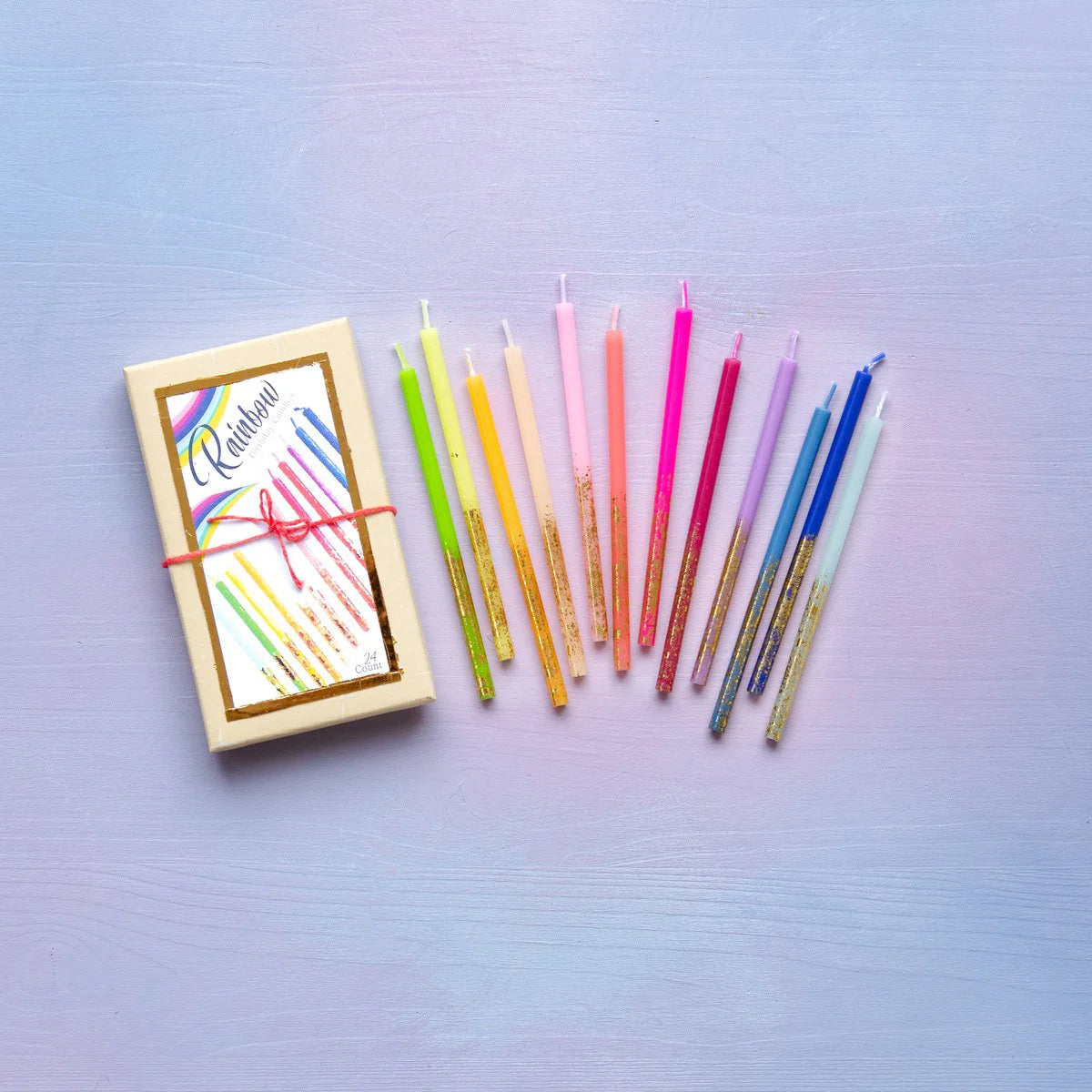 Rainbow Birthday Candles 24 Pack | Colorful Party Candles