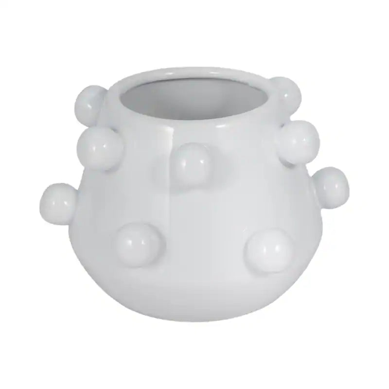 White Ceramic Tapered Bubble Decorative Planter | Stylish Home & Plant Décor