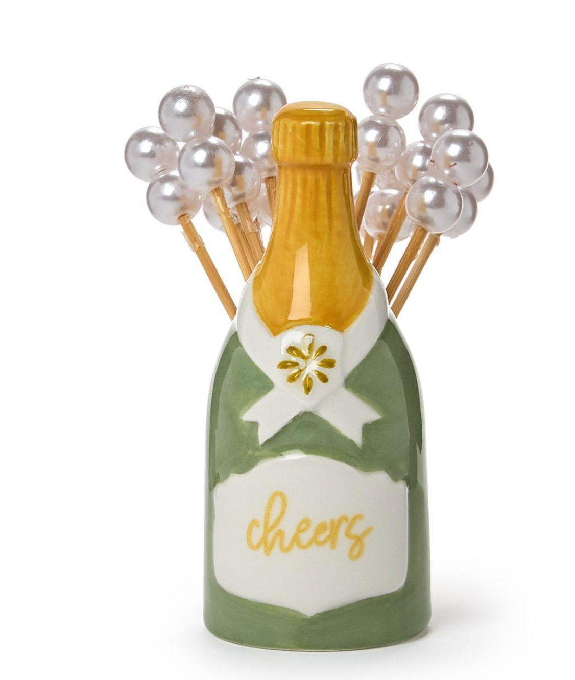 Champagne Bottle Holder w/ Pearl Cocktail Picks