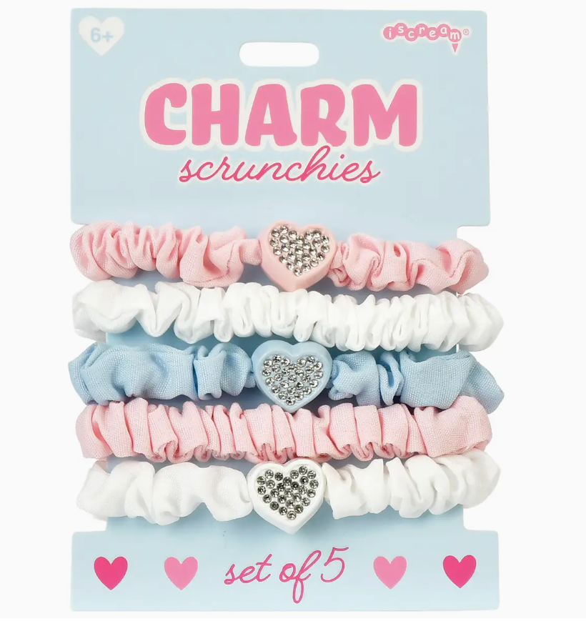 Heart Charm Scrunchie Set