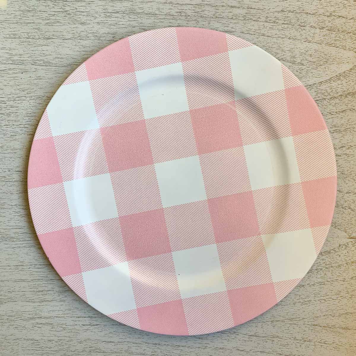 13" Pink Gingham Charger | Decorative Tableware & Entertaining