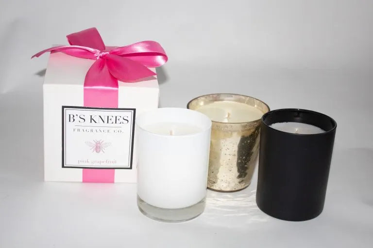 B's Knees 1 Wick White Glass Candle